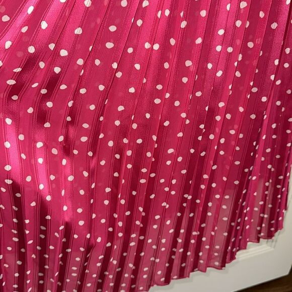 Vintage 80s Stuart Alan Bright Pink Short Sleeve Dress with White Polka Dots - Picture 5 of 10